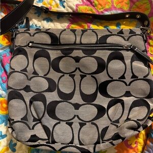 Coach Black and Gray Crossbody Bag with Signature Style